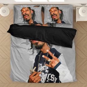 Snoop Doggy Dogg Realistic Caricature Gray Bed Linen