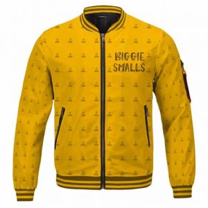 The Notorious B.I.G. Icon Pattern Yellow Bomber Jacket