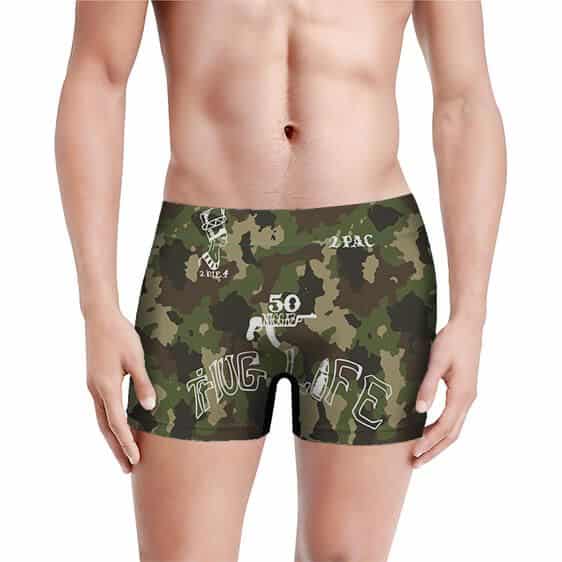 Thug Life Tupac Makaveli Tattoos Camouflage Men's Underwear