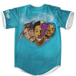 Tupac Wiz Khalifa And Snoop Dogg Blue Green Baseball Shirt