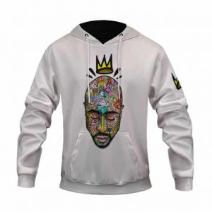 Crowned King Tupac Face Doodle Artwork Awesome Hoodie