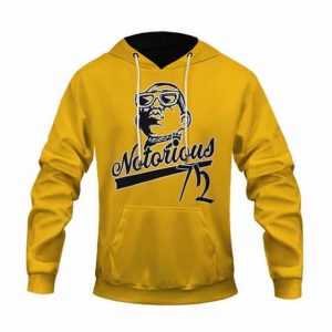 East Coast Rapper Notorious B.I.G. 72 Logo Yellow Hoodie