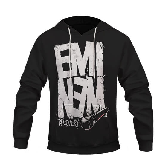 Eminem Studio Album Recovery Mic Art Black Hoodie Jacket