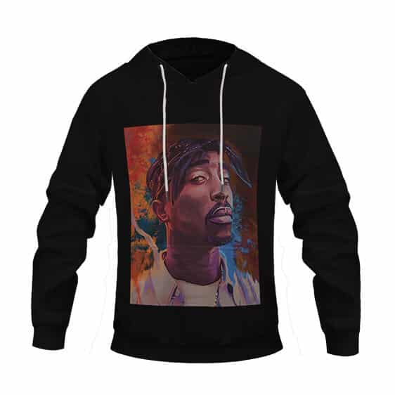 Rap Icon Tupac Amaru Shakur Painting Black Hoodie Jacket