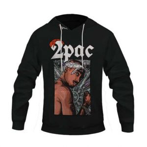Rap Legend 2Pac Makaveli Tribute Art Black Hoodie Jacket