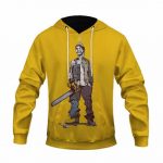 Slim Shady Eminem Holding Chainsaw Art Badass Yellow Hoodie