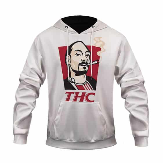 Snoop Dogg Smoking Joint THC Parody White Hoodie Jacket