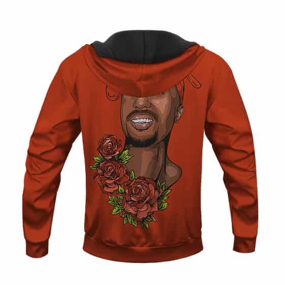 Tupac Makaveli Rose Death Tribute Art Orange Hoodie Jacket