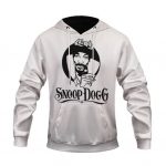 West-Coast Rapper Snoop Dogg Head Cutout Art White Hoodie