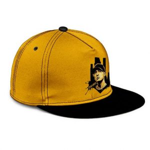 Cool Eminem Portrait Detroit City Art Yellow Snapback Hat