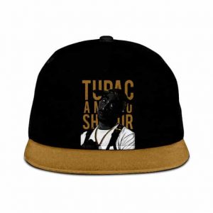 Tupac Amaru Shakur Portrait Design Black Snapback Hat
