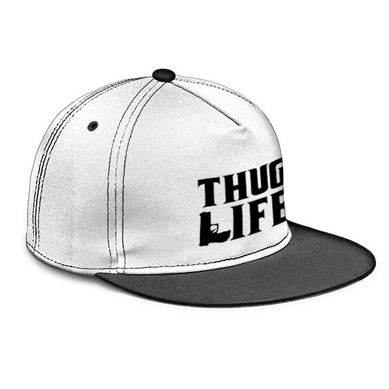 Tupac Makaveli Thug Life Gun Logo White Snapback Cap