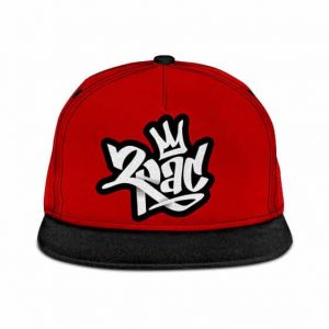 Tupac Shakur Logo Minimalist Style Red Snapback Hat