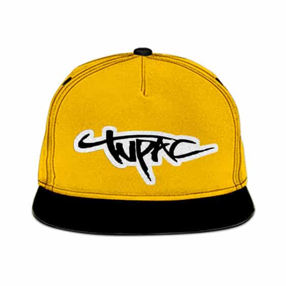 West Coast Rapper Tupac Name Logo Yellow Snapback Hat