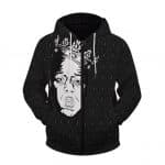 Biggie Crowned King Gothic Pattern Black Zipper Hoodie