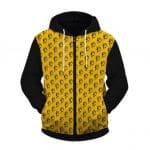 Biggie Mini Head Pattern Yellow And Black Zip-Up Hoodie