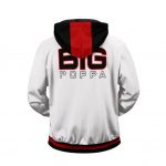 Gangsta Big Poppa Logo Minimalist White Zip Hoodie