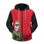 Gangsta Rap Icon Biggie Smalls Skeleton Art Zipper Hoodie