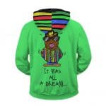 It Was All A Dream Biggie Caricature Vibrant Zip Hoodie