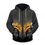 Neon Light Crowned Notorious BIG Gray Zip-Up Hoodie