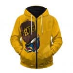 Notorious BIG Abstract Face Art Yellow Zipper Hoodie