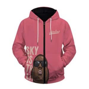 Sky Is The Limit Notorious Logo Biggie Pink Zip-Up Hoodie