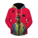Smoking Biggie Smalls With Halo Crown Logo Zipper Hoodie