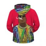 Smoking Biggie Smalls With Halo Crown Logo Zipper Hoodie