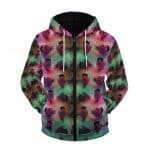 Trippy Notorious BIG Head Vibrant Pattern Zipper Hoodie