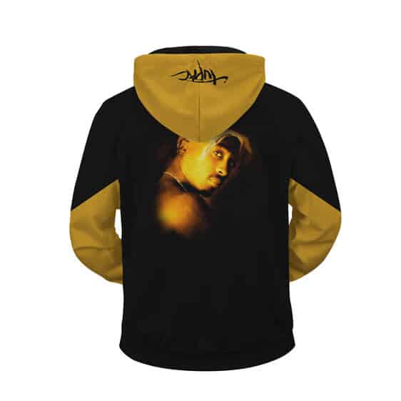 Iconic 2Pac Shakur Portrait & Logo Zip Up Jacket Hoodie