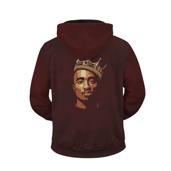 Crowned King Tupac Shakur Dope Maroon Zip Up Hoodie