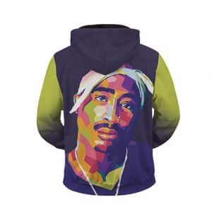 Tupac Shakur Iconic Cross Logo Vibrant Zip Up Hoodie