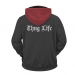 Tupac Shakur Cool Vectorized Artwork Gray Zip Up Hoodie
