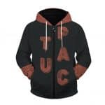 Tupac Shakur Cartoon Drip Artwork Black Zip Up Hoodie