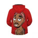 Cool 2Pac Shakur Cartoon Red Bandana Zip Up Hoodie