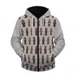 Stunning Tupac Shakur Cartoon Pattern Zip Up Hoodie