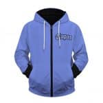 Tupac Makaveli Thug Life Portrait Blue Zip Up Hoodie