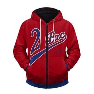 2Pac The Collection MLB Inspired Red Zip Up Hoodie