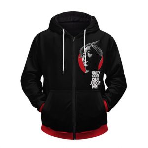 Tupac Makaveli Only God Can Judge Me Zip Up Hoodie