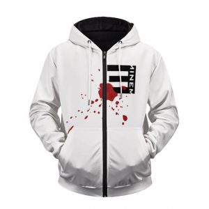Eminem Bloodshot Bullet Wound Logo Badass Zip Hoodie Jacket