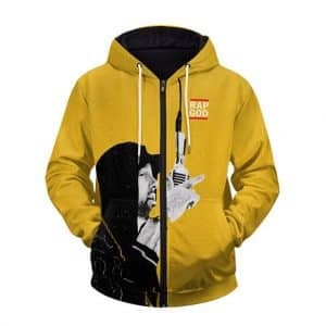 Rap God Eminem Grunge Artwork Yellow Zip Up Hoodie