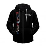 Rap Icon Eminem All Album Logo Art Black Zip Up Hoodie