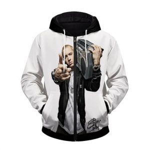 Slim Shady Signature Iconic Pose White Zip Hoodie Jacket