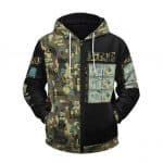 Dolphin Gun Money P.R.E Logo Camo Pattern Zip Up Hoodie