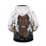 The Bad Guy Travis Scott La Flame Art White Zipped Hoodie