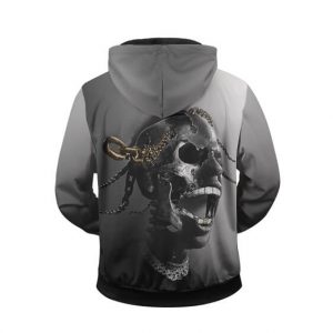 Travis Scott Amazing Gray Skull Zipped Hoodie Jacket