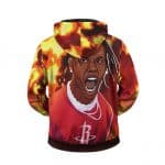 Dope Rapper Travis Scott On Fire Zipped Up Hoodie