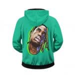 Travis Scott Trippy Artwork Astroworld Teal Zipped Hoodie