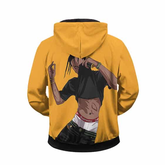 Travis Scott Cactus Jack Animation Yellow Zip Up Hoodie