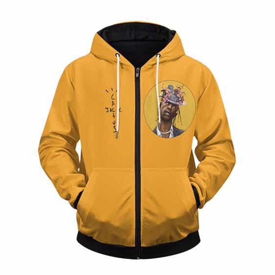 Travis Scott Cactus Jack Animation Yellow Zip Up Hoodie